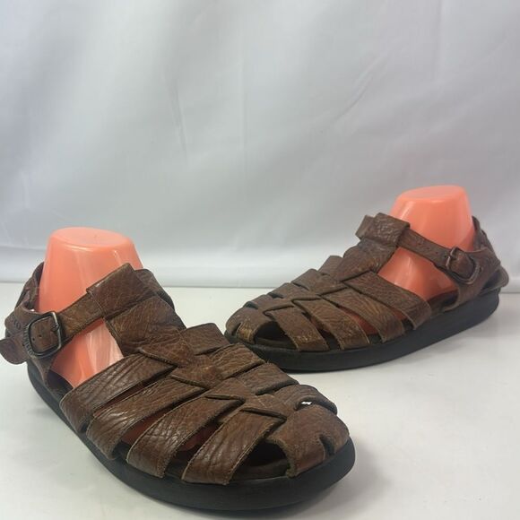 Mephisto Sam Brown Leather Men's Sandals - Picture 3 of 15